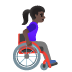 woman in manual wheelchair facing right, dark skin tone